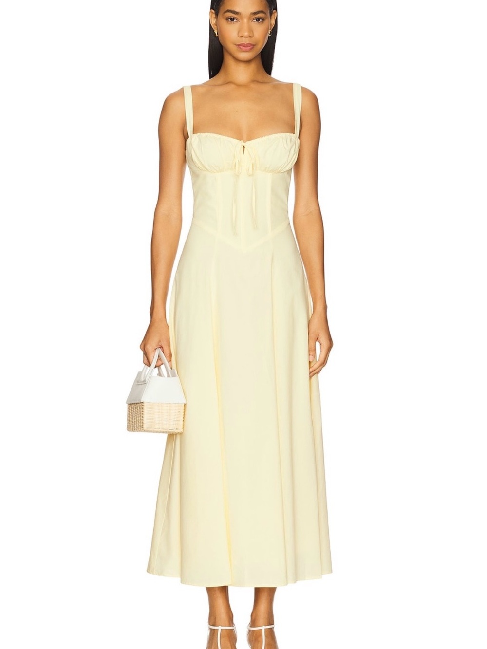 SNDYS. Alessia Drop Waist Dress in Lemon.